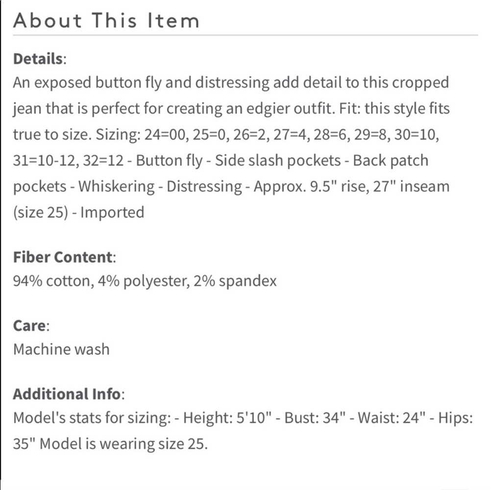 Free People Dylan Cropped jeans, size 29 - Picture 8 of 9